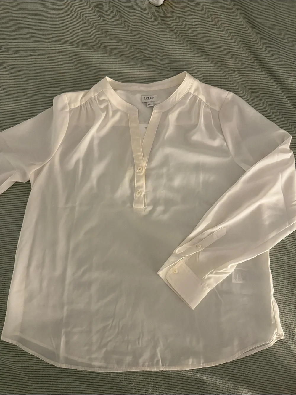 J. Crew Cream V-Neck Long Sleeve Blouse